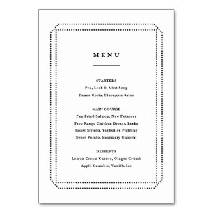 Numéro De Table Menu Classique, réception de mariage