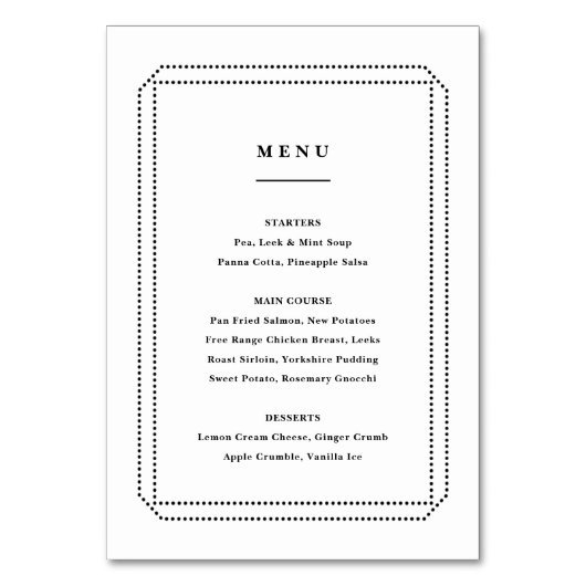 Numéro De Table Menu Classique, réception de mariage (Par défaut)