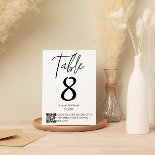Numéro De Table menu de code qr minimaliste mariage moderne &