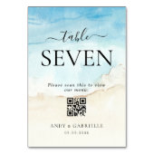 Numéro De Table Menu de mariage avec code QR de plage tropicale nu (Dos)