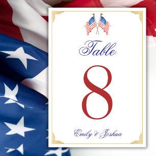 Numéro De Table Menu de mariage patriotique du 4 juillet avec drap
