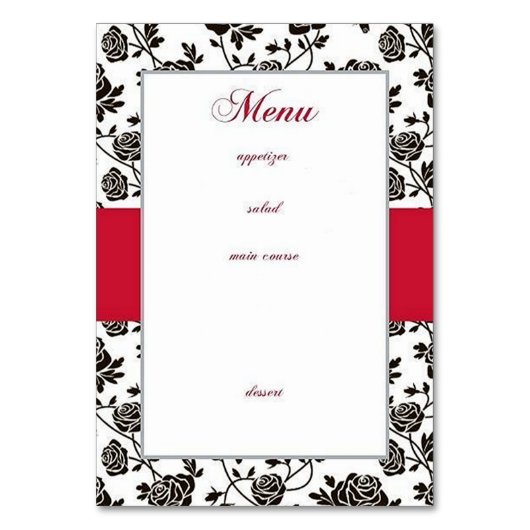 Numéro De Table Menu Elégant Rose Noire (Par défaut)