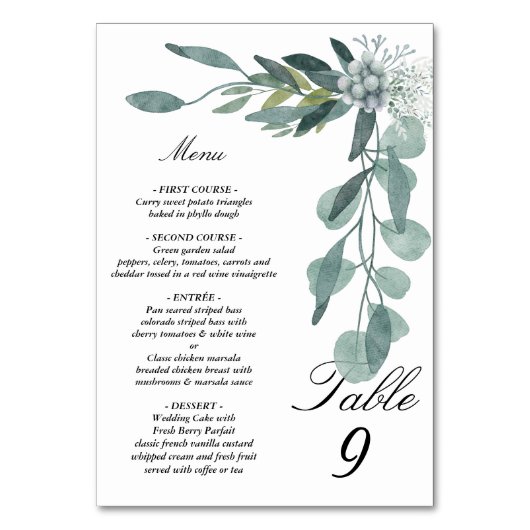 Numéro De Table Menu et panneau de la tente feuille Eucalyptus (Par défaut)