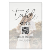 Numéro De Table Menu Mariage de code QR photo moderne (Dos)