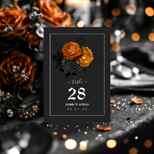 Numéro De Table Menu Mariage floral d'Halloween noir et orange