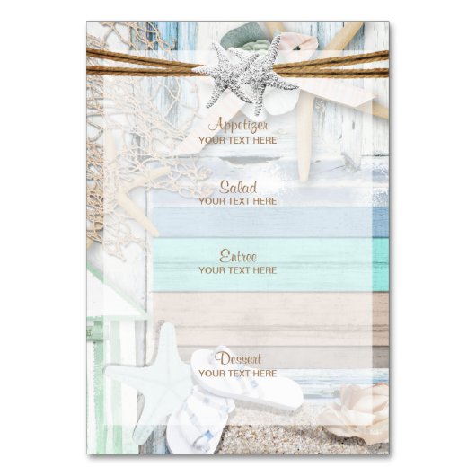 Numéro De Table Menu Mariage front de mer (Dos)
