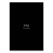 Numéro De Table Menu Mariage noir Script Moderne Minimaliste Simpl (Dos)