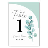 Numéro De Table Menu Table Eucalyptus Feuilles Vert Simple (Dos)