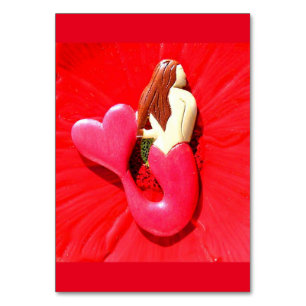 Numéro De Table mermaid à queue rouge