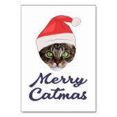 Numéro De Table Merry Catmas, Noël Chat Santa hat Invitation (Par défaut)