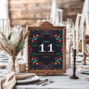 Numéro De Table Mexique noir coloré Floral Nuestra Boda Mariage