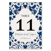 Numéro De Table Mexique Otomi bleu Floral Élégant Mariage Fiesta (Par défaut)