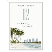Numéro De Table Miami Florida Aquarelle Palm Mariage paysage (Dos)