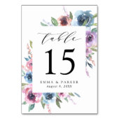 Numéro De Table Midnight Blooms | Fleurs de mariage violettes et b (Dos)