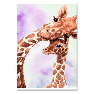 Numéro De Table Mignonne Giraffe Maman Et Bébé, Cadeau Pour Fille