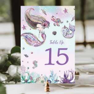 Numéro De Table Mignonne sirène sous la mer Baby shower d'annivers