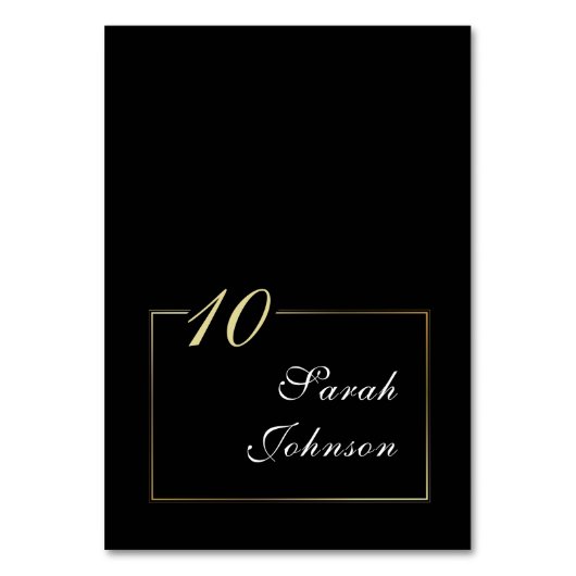 Numéro De Table Miniature noir blanc or Bordure Élégante Script (Par défaut)