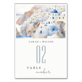 Numéro De Table Minimal chic Santorini Grèce Mariage aquarelle (Par défaut)