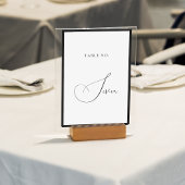 Numéro De Table Minimal Classy Black & White Border Script Wedding