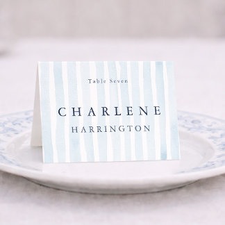 Numéro De Table Minimal Dusty Blue Wedding Place Card 