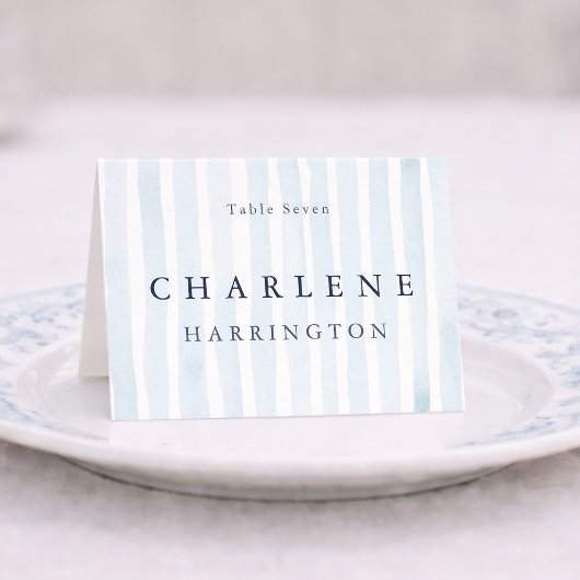 Numéro De Table Minimal Dusty Blue Wedding Place Card 