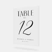 Numéro de table minimal Elegant Black Script Maria (Angle)