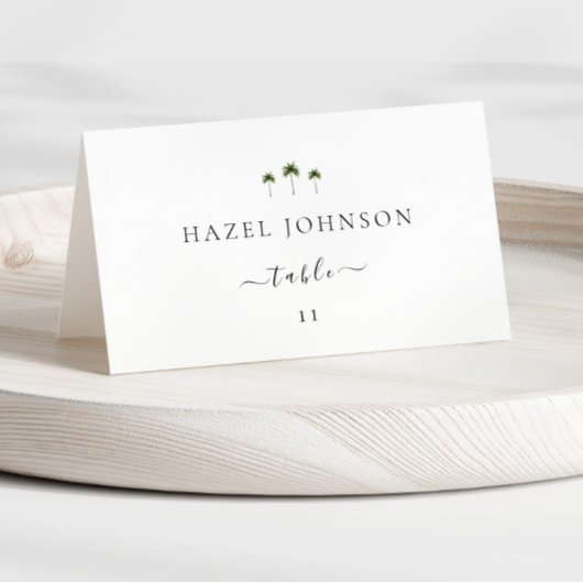 Numéro De Table Minimal Elegant Palm Tree Wedding Place Cards