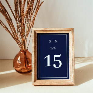 Numéro De Table Minimal et chic Bleu de marine avec Mariage fron