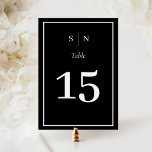 Numéro De Table Minimal et chic | Noir foncé avec Mariage frontali<br><div class="desc">Ces numéros de table mariage élégants et modernes présentent un design de texte minimaliste noir foncé simple,  avec un cadre blanc classique à la bordure. Ajoutez vos initiales ou votre monogramme pour les rendre complètement vôtres.</div>