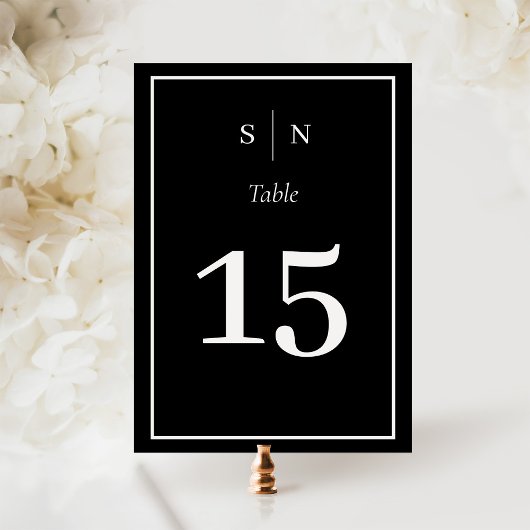 Numéro De Table Minimal et chic | Noir foncé avec Mariage frontali
