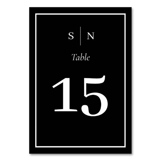 Numéro De Table Minimal et chic | Noir foncé avec Mariage frontali (Par défaut)
