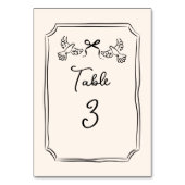 Numéro De Table Minimal Hand-Drawn Doves Wedding Table Number Card (Dos)