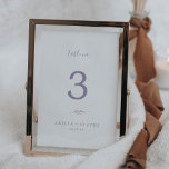 Numéro De Table Minimal Leaf | Dusty Purple Wedding Table Number<br><div class="desc">This minimal leaf dusty purple wedding table number is perfect for a boho wedding. The design features a simple greenery silhouette in light lavender purple with classic minimalist style. The card prints on the front and back (double-sided). Items are printed exactly as they appear on your screen when you add...</div>