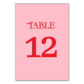 Numéro De Table Minimal Red & Pink Retro Wedding (Dos)
