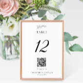 Numéro De Table Minimal Wedding QR Code Menu Elegant Black White