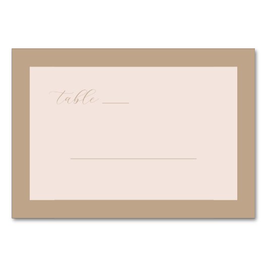 Numéro De Table Minimalist Beige Calligraphy (Devant)