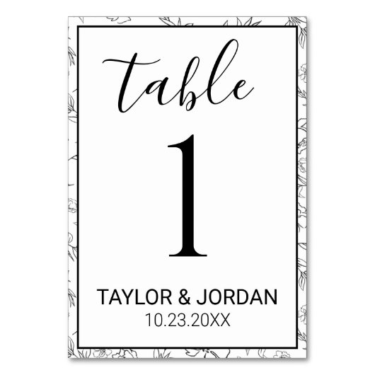 Numéro De Table Minimalist Botanical Framed Border Wedding  (Par défaut)