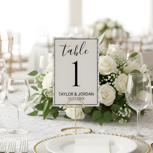 Numéro De Table Minimalist Botanical Framed Border Wedding 