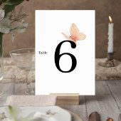 Numéro De Table Minimalist Butterfly Wedding Table Number Card