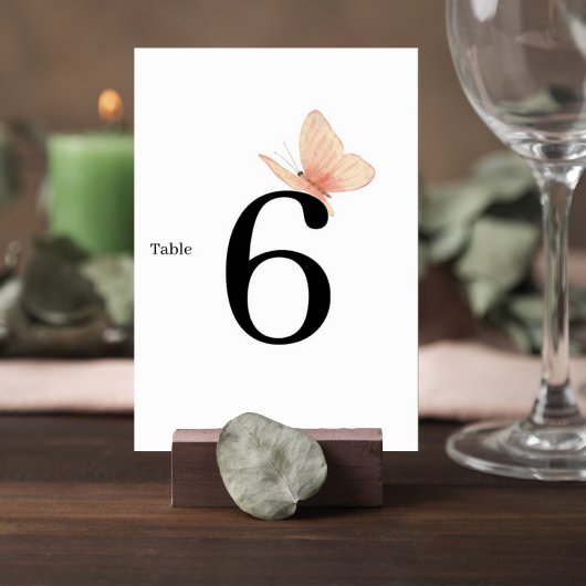 Numéro De Table Minimalist Butterfly Wedding Table Number Card