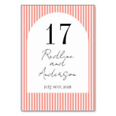 Numéro De Table Minimalist Elegant Tangerine Striped (Dos)