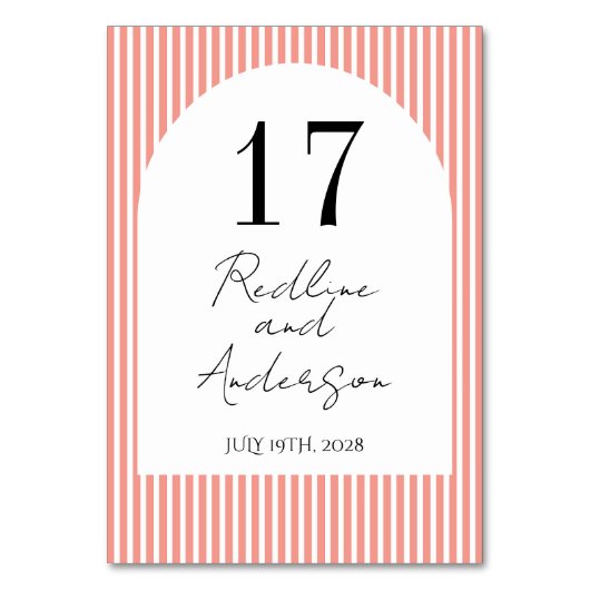 Numéro De Table Minimalist Elegant Tangerine Striped (Par défaut)