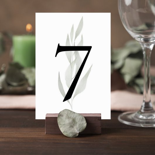 Numéro De Table Minimalist Eucalyptus Wedding Table Number Sign