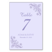 Numéro De Table Minimalist Floral Lavender Wedding Table Numbers (Dos)