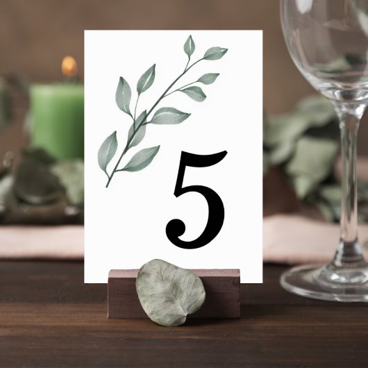 Numéro De Table Minimalist Greenery Wedding Table Number Card