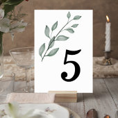 Numéro De Table Minimalist Greenery Wedding Table Number Card