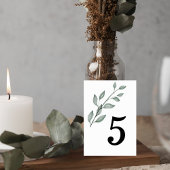 Numéro De Table Minimalist Greenery Wedding Table Number Card