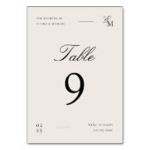 Numéro De Table Minimalist Ivory Editorial Wedding Table Number (Dos)