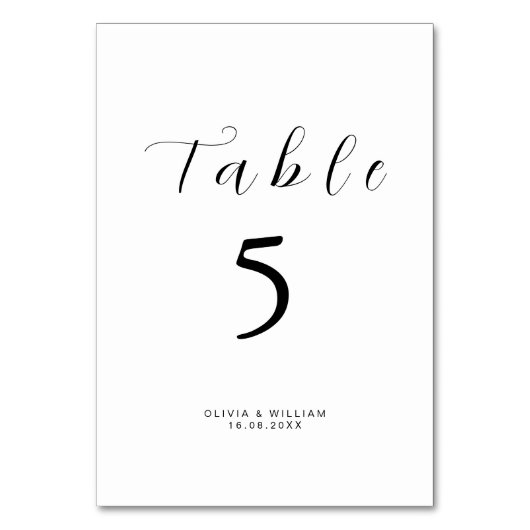 Numéro De Table Minimalist Modern Script  (Par défaut)