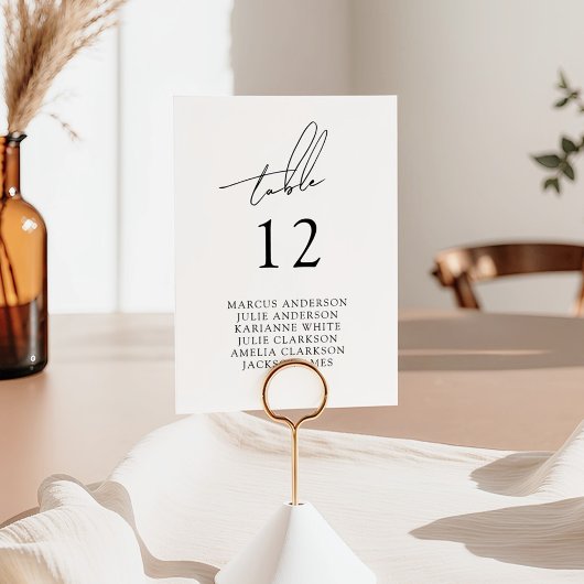 Numéro De Table Minimalist Modern & Whimsical Script